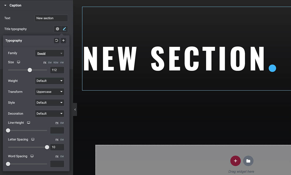 Caption widget for podcast website template