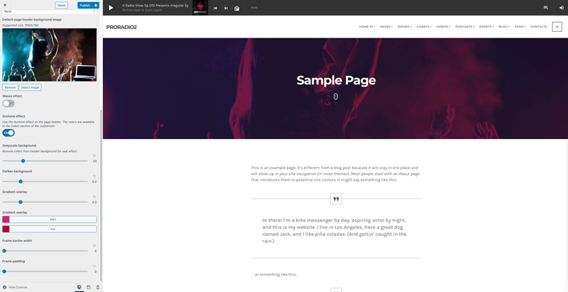 Page header customization