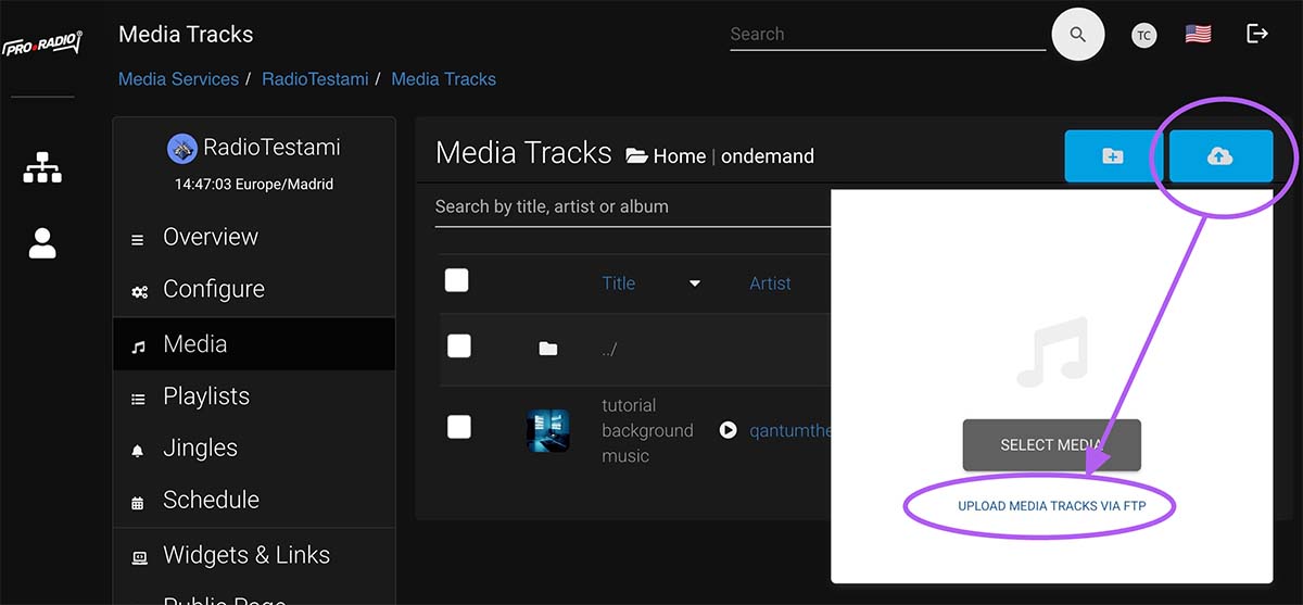 10 pro radio streaming media cp how to upload tracks via ftp