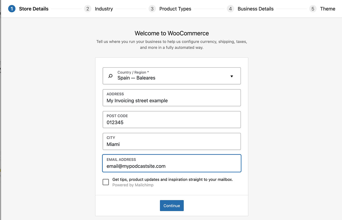 woocommerce store details setup podcasting wordpress