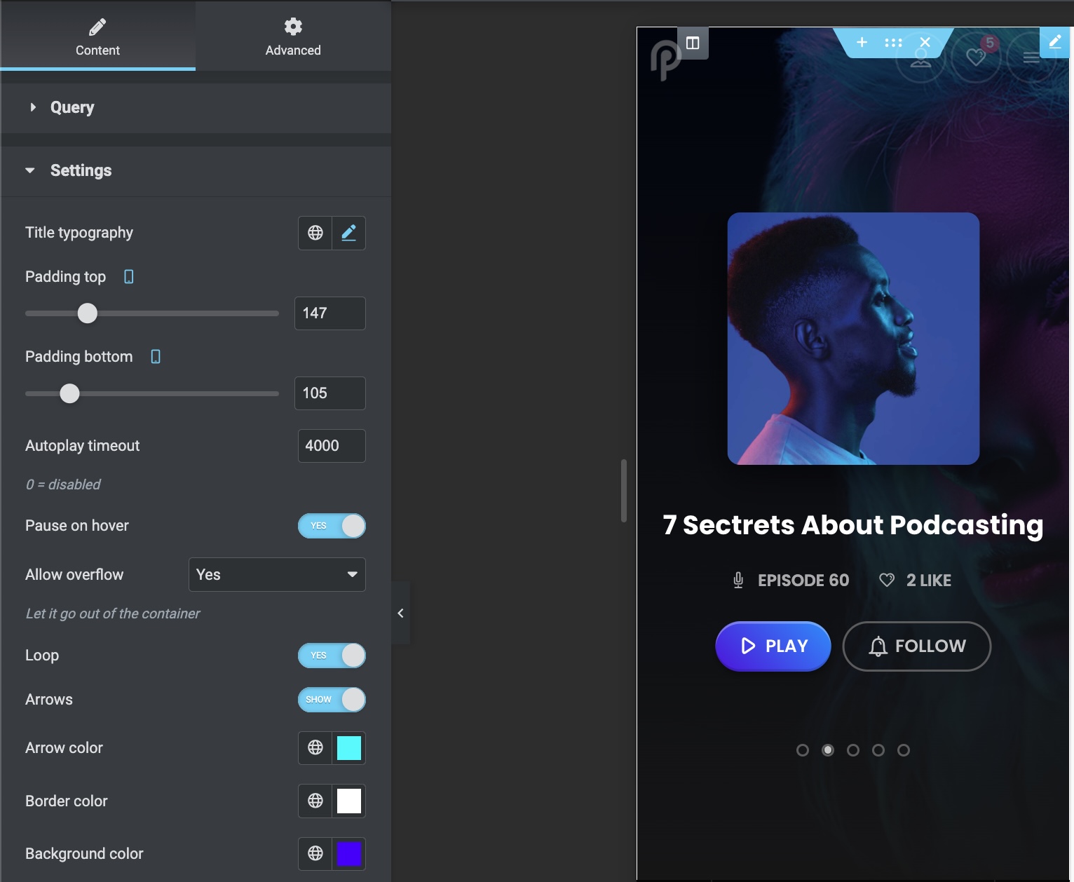 slider podcast responsivity design fix