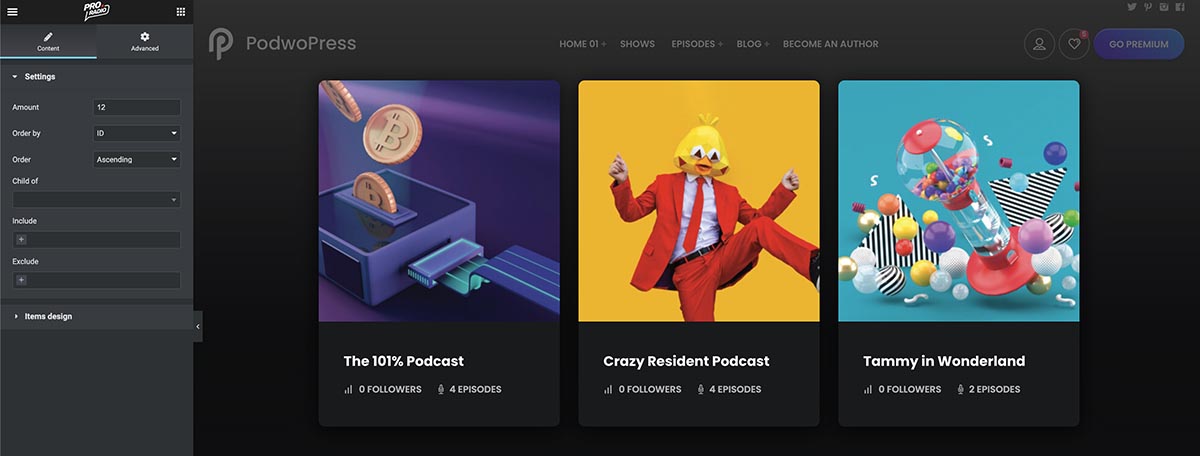 series grid podcast filtering