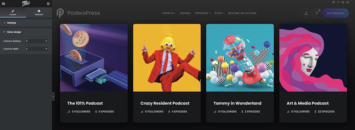 series grid podcast filtering