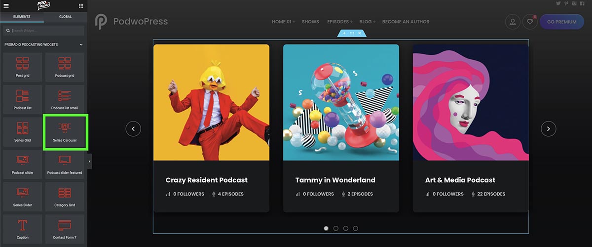 series carousel wordpress podcast theme tempalte