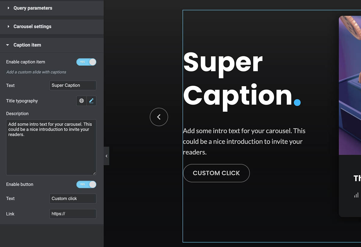 carousel caption wordpress elementor series carousel