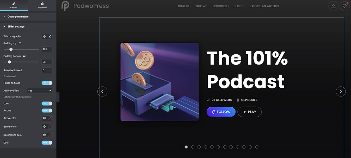 podcast series template slider