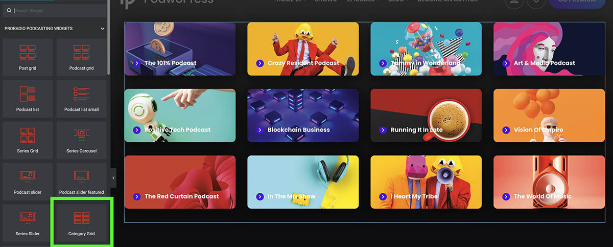 categories grid