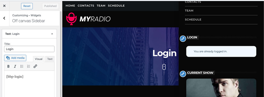login form in sidebar bbpress forum